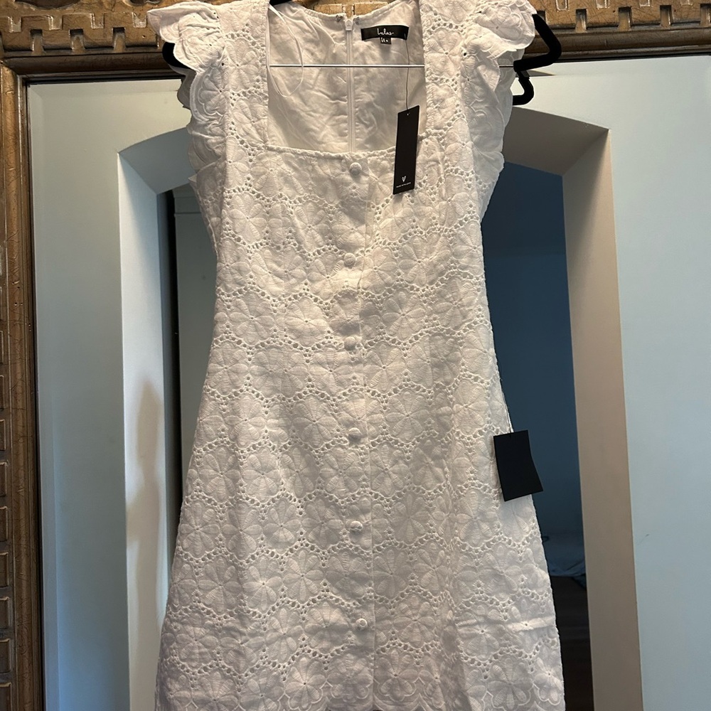 Lulu's White Eyelet Mini Dress - Picture 4 of 5
